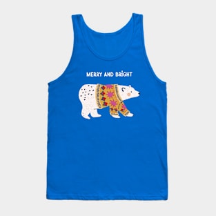 Merry Polar Bear in a Bright, Festive Sweater Tank Top